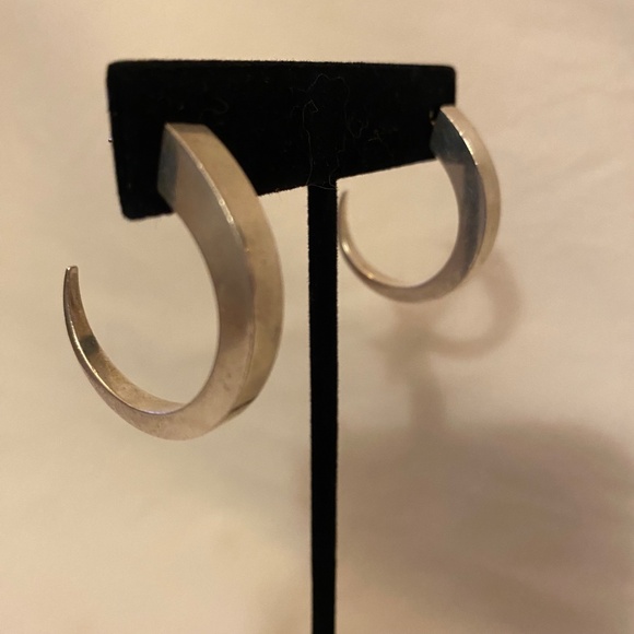 Sterling Silver Spike Hoop Earrings 1.5" - Picture 4 of 8